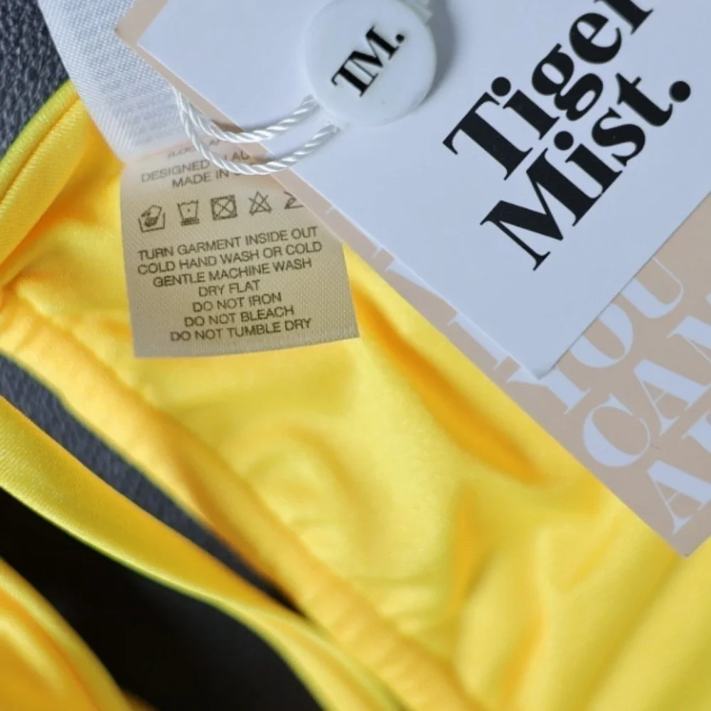 🅽🅴🆆 Tiger Mist Seylena yellow bikini top & bikini bottom, size Large